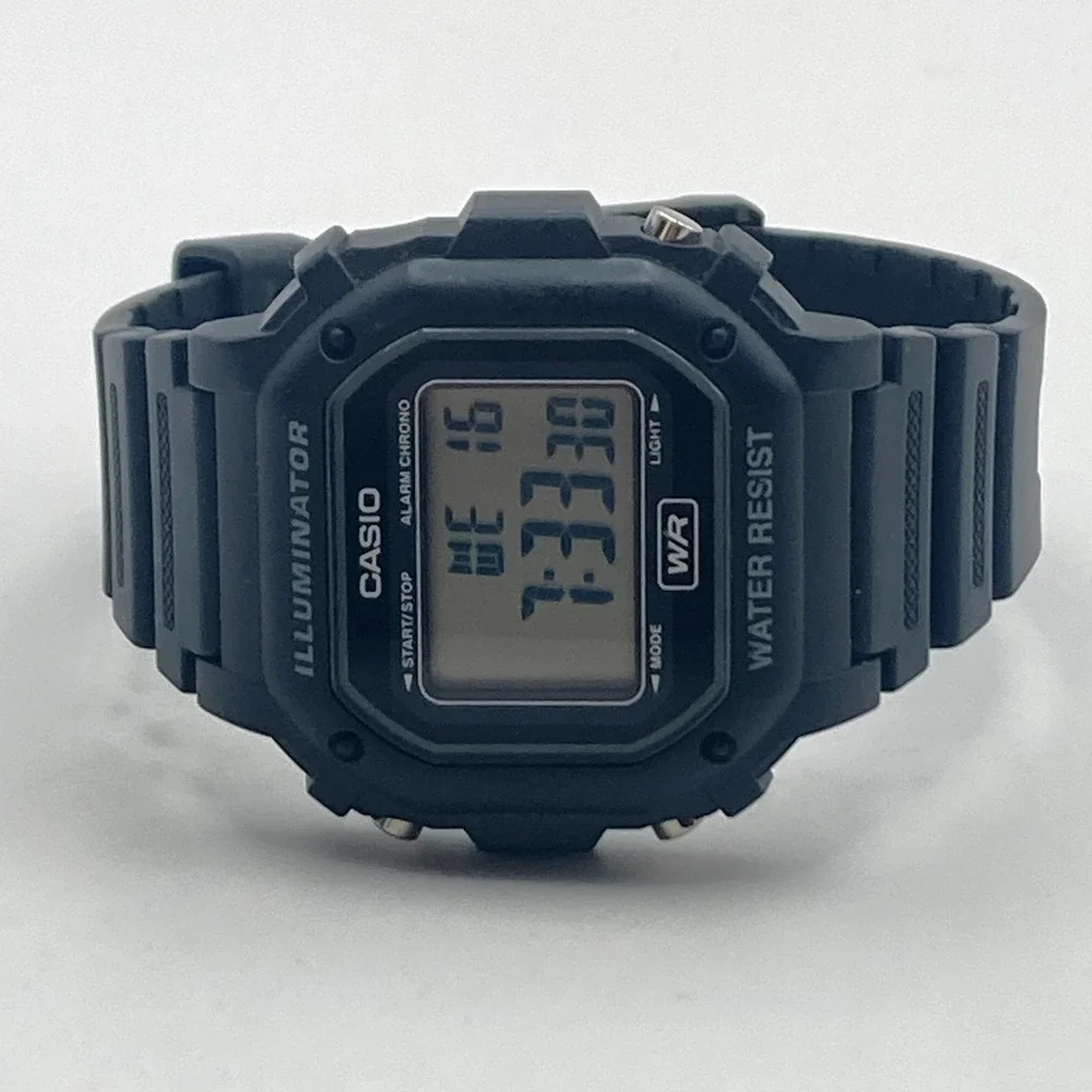 Casio Illuminator Watch Men 43mm Black Digital 3224 F-108WH Alarm Chrono Date